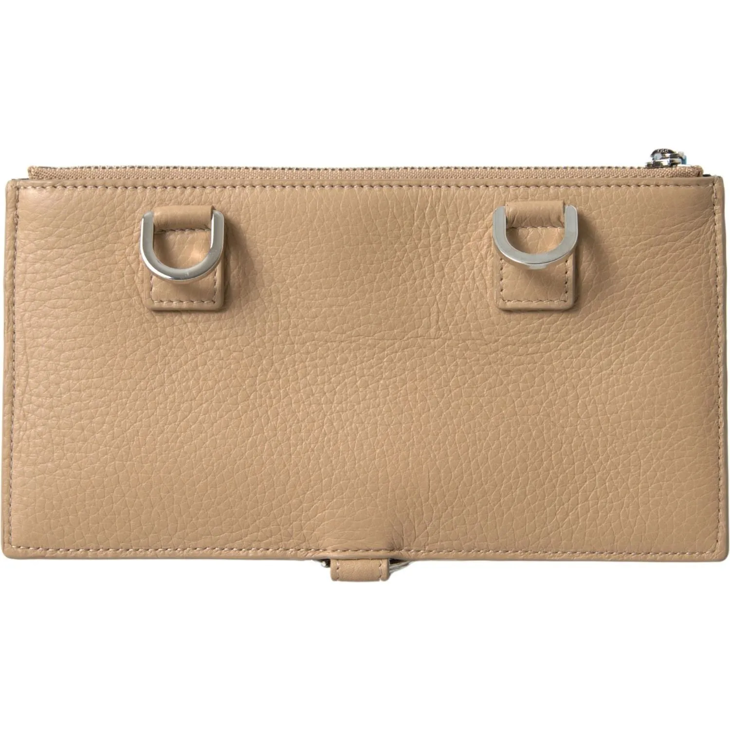 Dolce & Gabbana Elegant Beige Leather Wallet with Detachable Strap