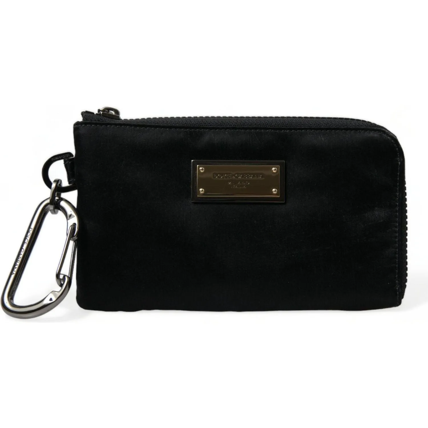 Dolce & Gabbana Elite Black Nylon & Leather Pouch with Logo Detail