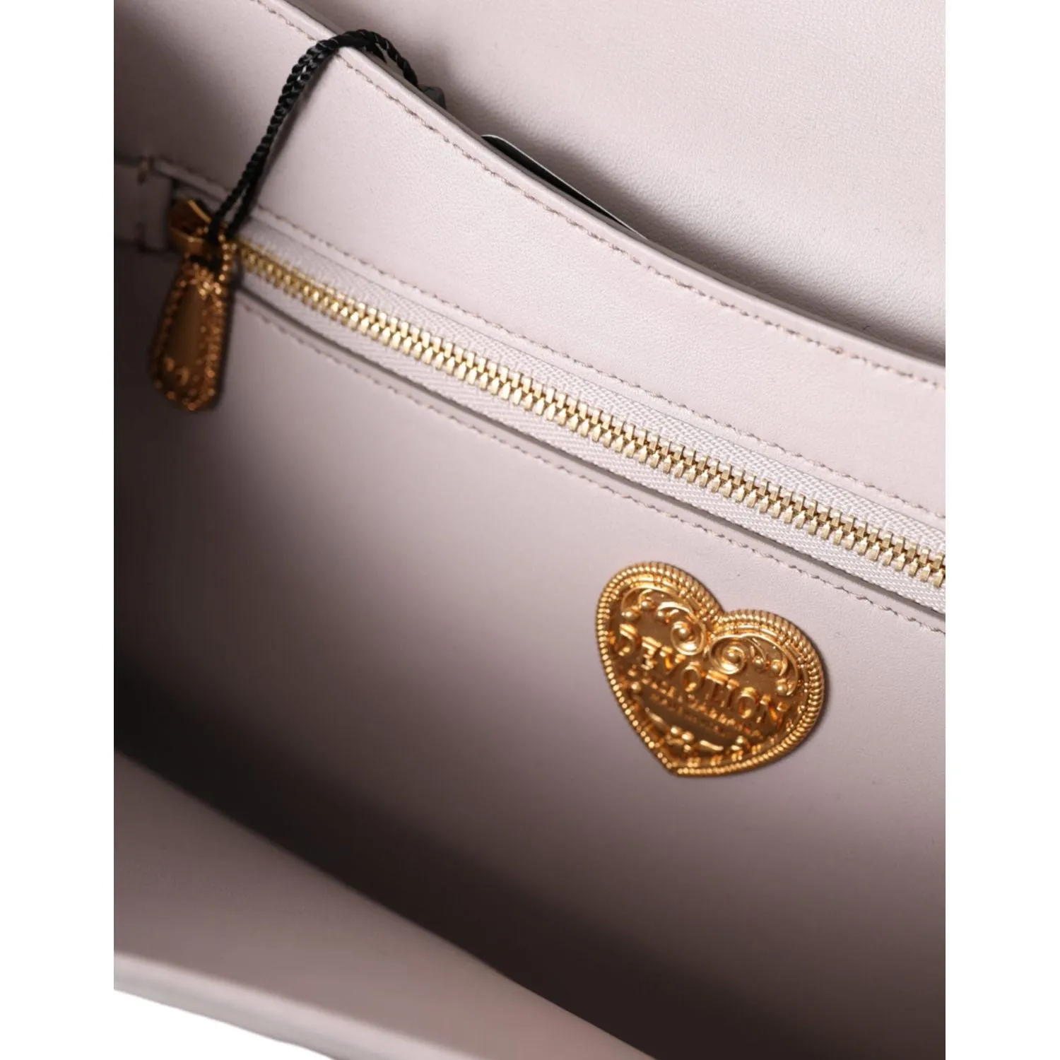 Dolce & Gabbana Light Gray Devotion Gold Heart Leather Shoulder Bag