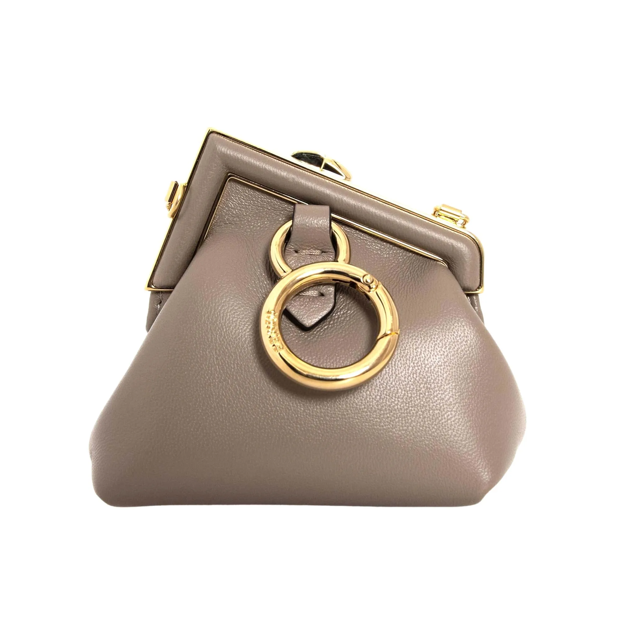 Fendi First Tortora Gray Leather Nano Micro Charm Pouch Bag