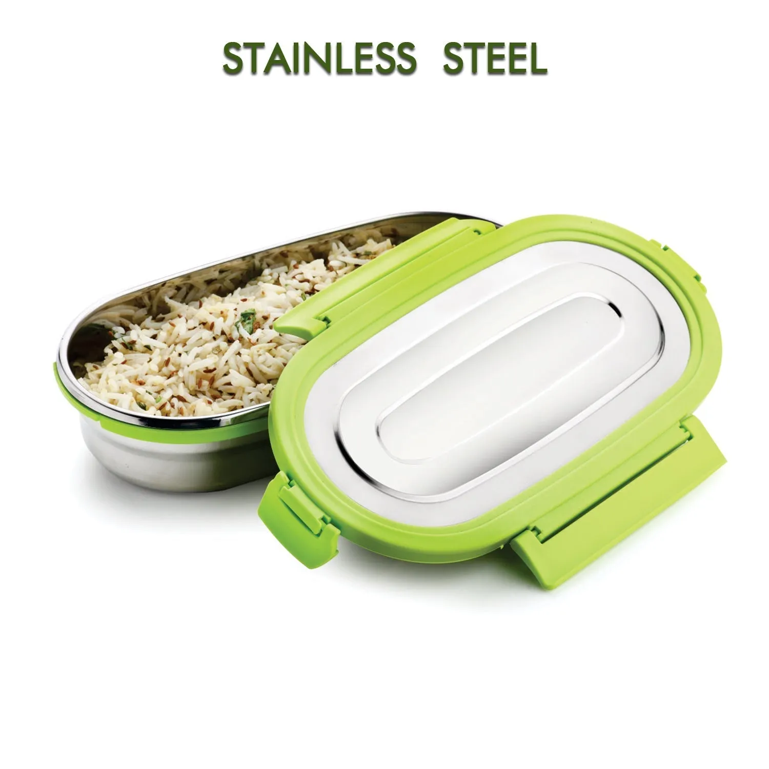 Ganesh Solo Oval 650 Stainless Steel Leak proof airtight Lunch Pack for Office & School Use