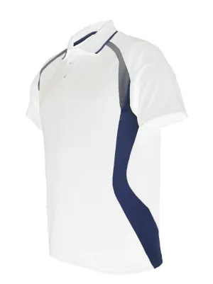 Golf Sports Panel Polo Shirt - White/Navy/Grey