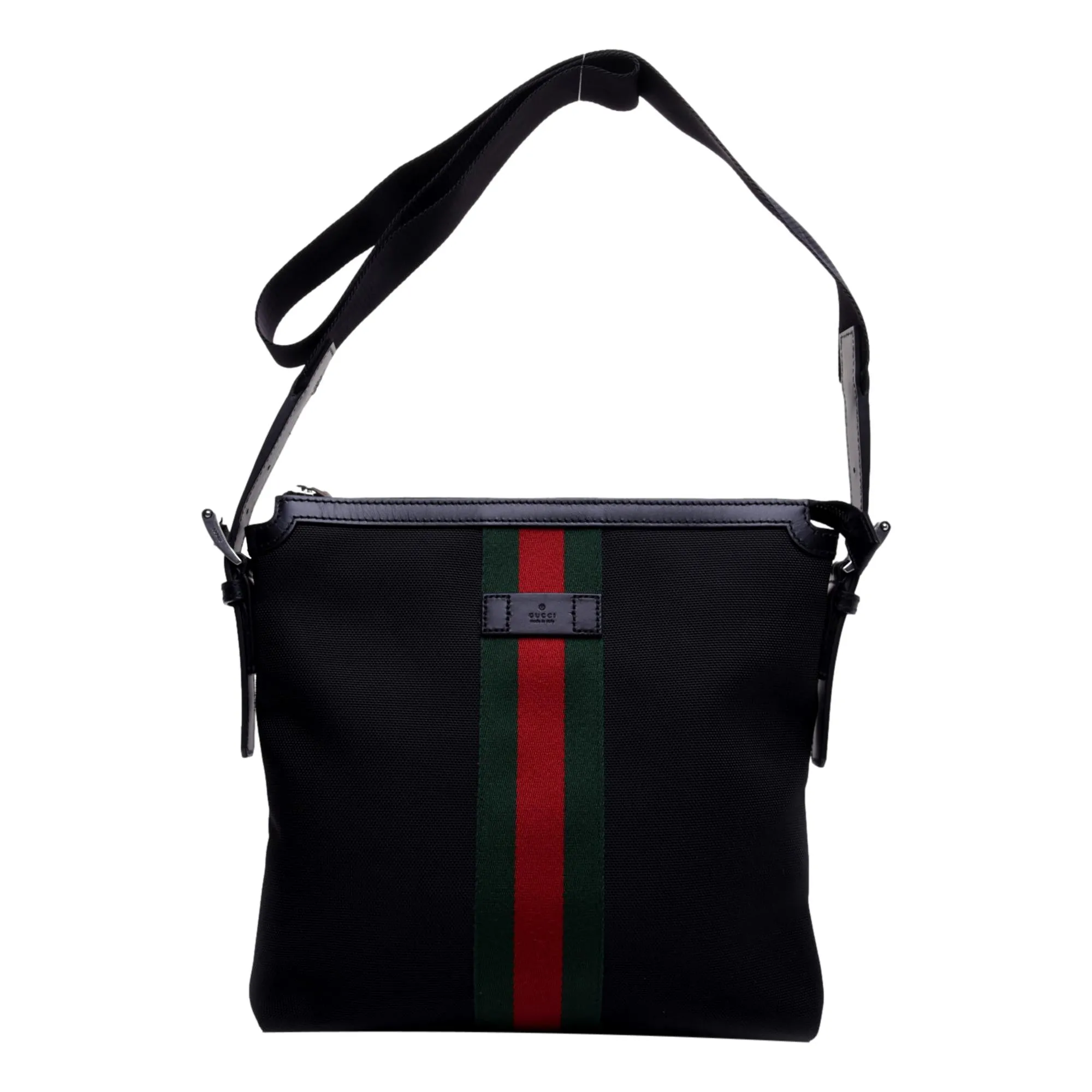 Gucci Black Canvas Web Stripe Crossbody Bag