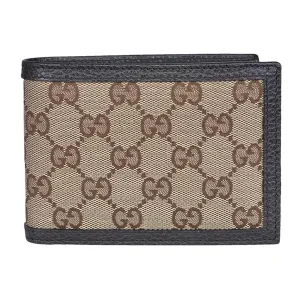 Gucci GG Canvas Leather Bifold Card Case Wallet Brown/Beige Unisex