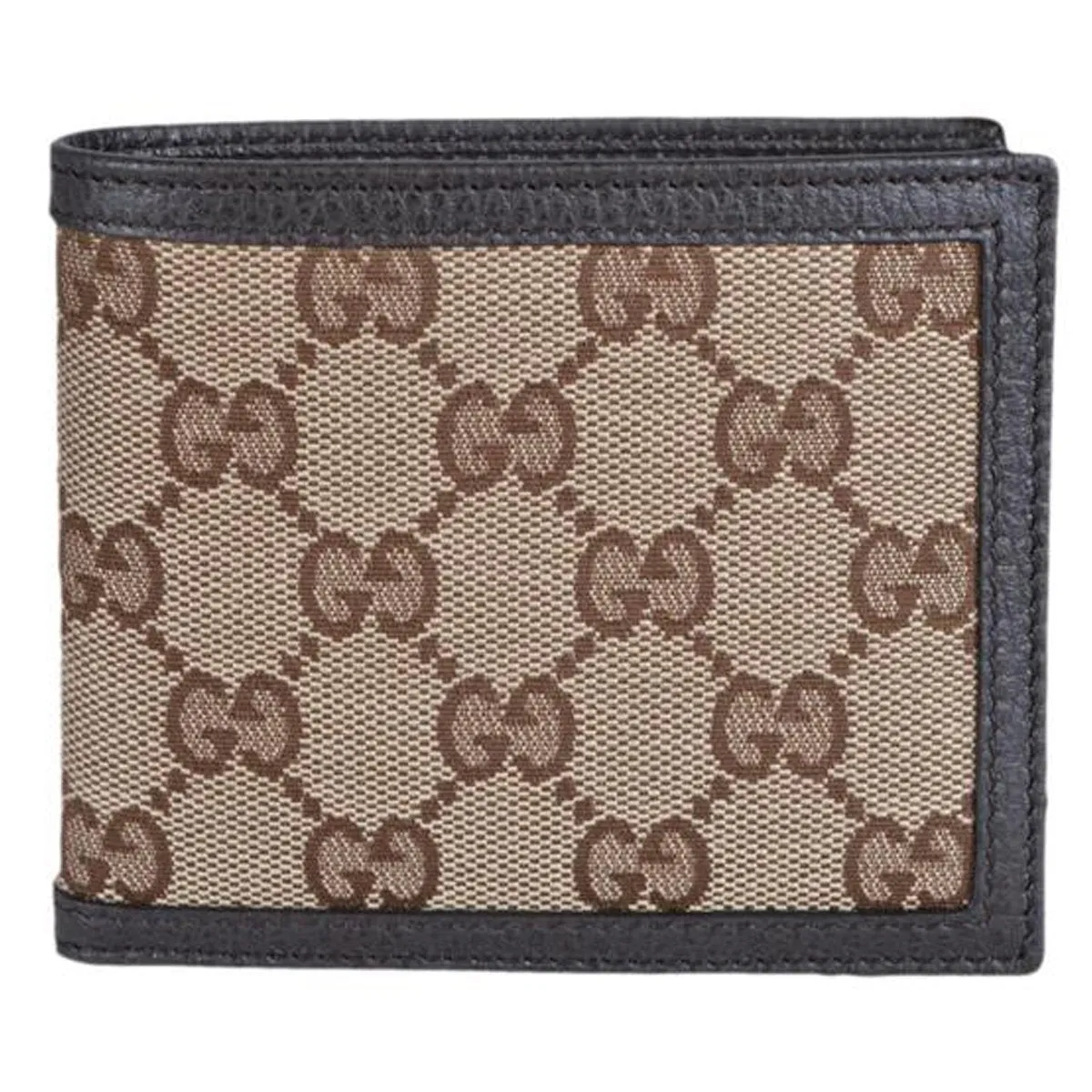 Gucci GG Canvas Leather Bifold Card Case Wallet Brown/Beige Unisex