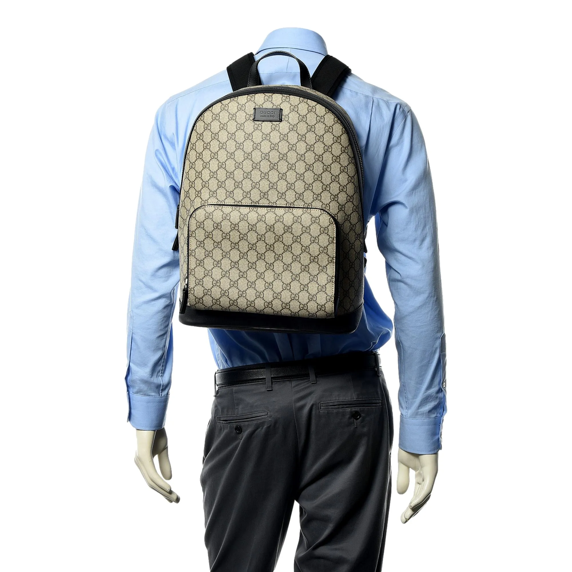 Gucci GG Supreme Canvas and Black Trim Backpack 406370