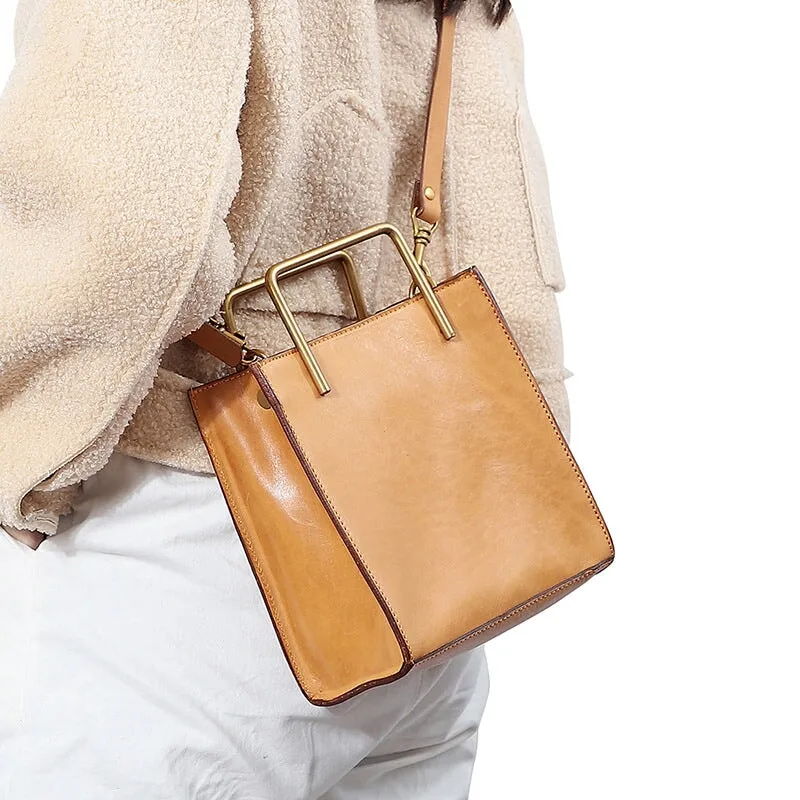 Handmade Vintage Cowhide Tote Shoulder Bag