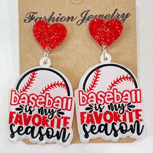 Heart Shape Sports Theme Acrylic Dangle Earrings