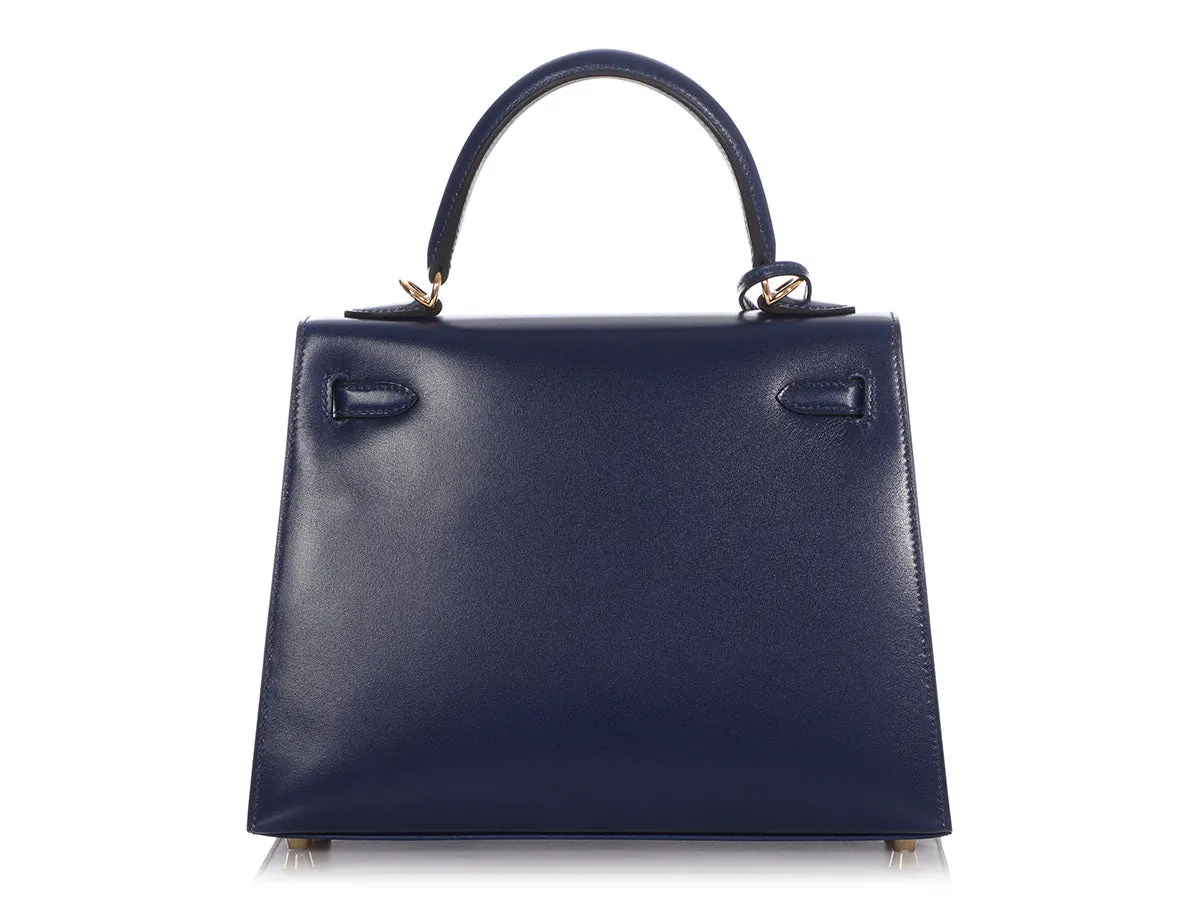 Hermès Bleu Saphir Box Calfskin Kelly 25