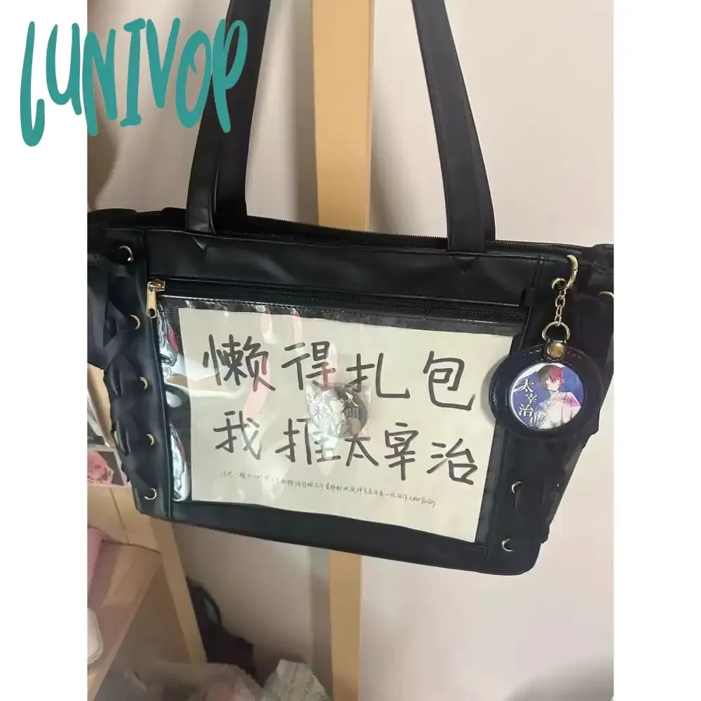 Lunivop  Sweet Lolita Pink Ita Bag Women Japanese Transparent Large Capacity Tote Bag Ladies Harajuku Kawaii Handbag Aesthetic