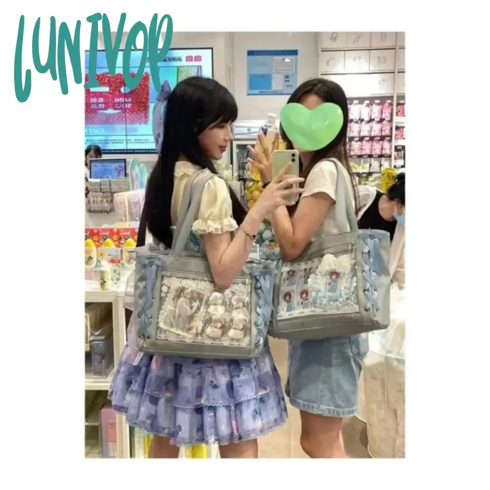 Lunivop  Sweet Lolita Pink Ita Bag Women Japanese Transparent Large Capacity Tote Bag Ladies Harajuku Kawaii Handbag Aesthetic