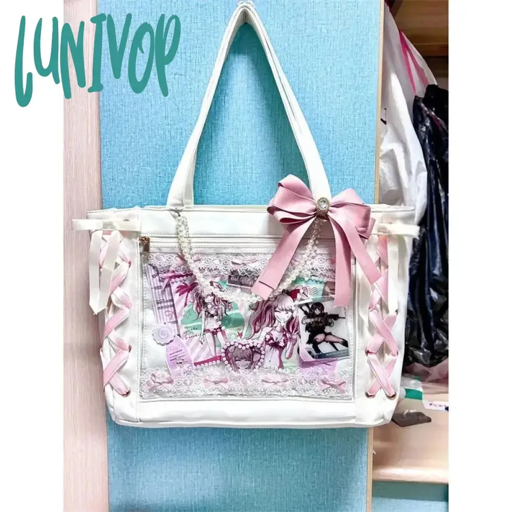 Lunivop  Sweet Lolita Pink Ita Bag Women Japanese Transparent Large Capacity Tote Bag Ladies Harajuku Kawaii Handbag Aesthetic