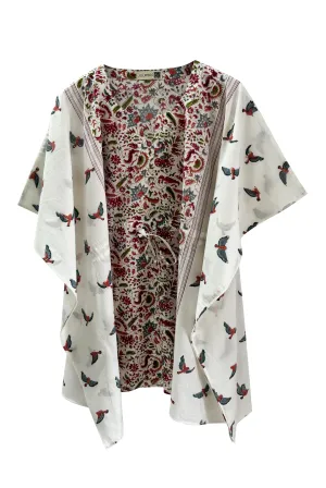 NEW! Cotton Kaftan Short Bird Red