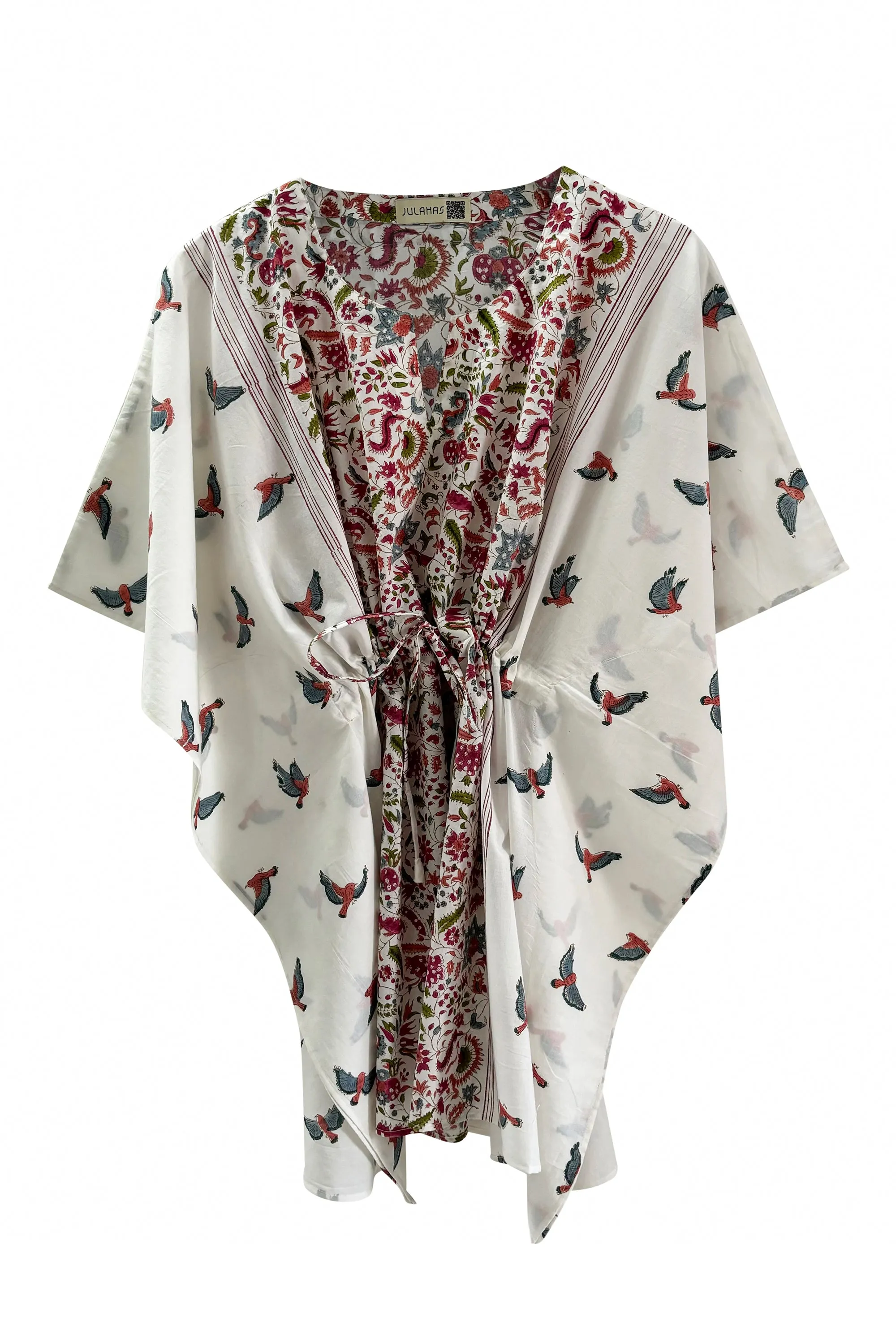 NEW! Cotton Kaftan Short Bird Red