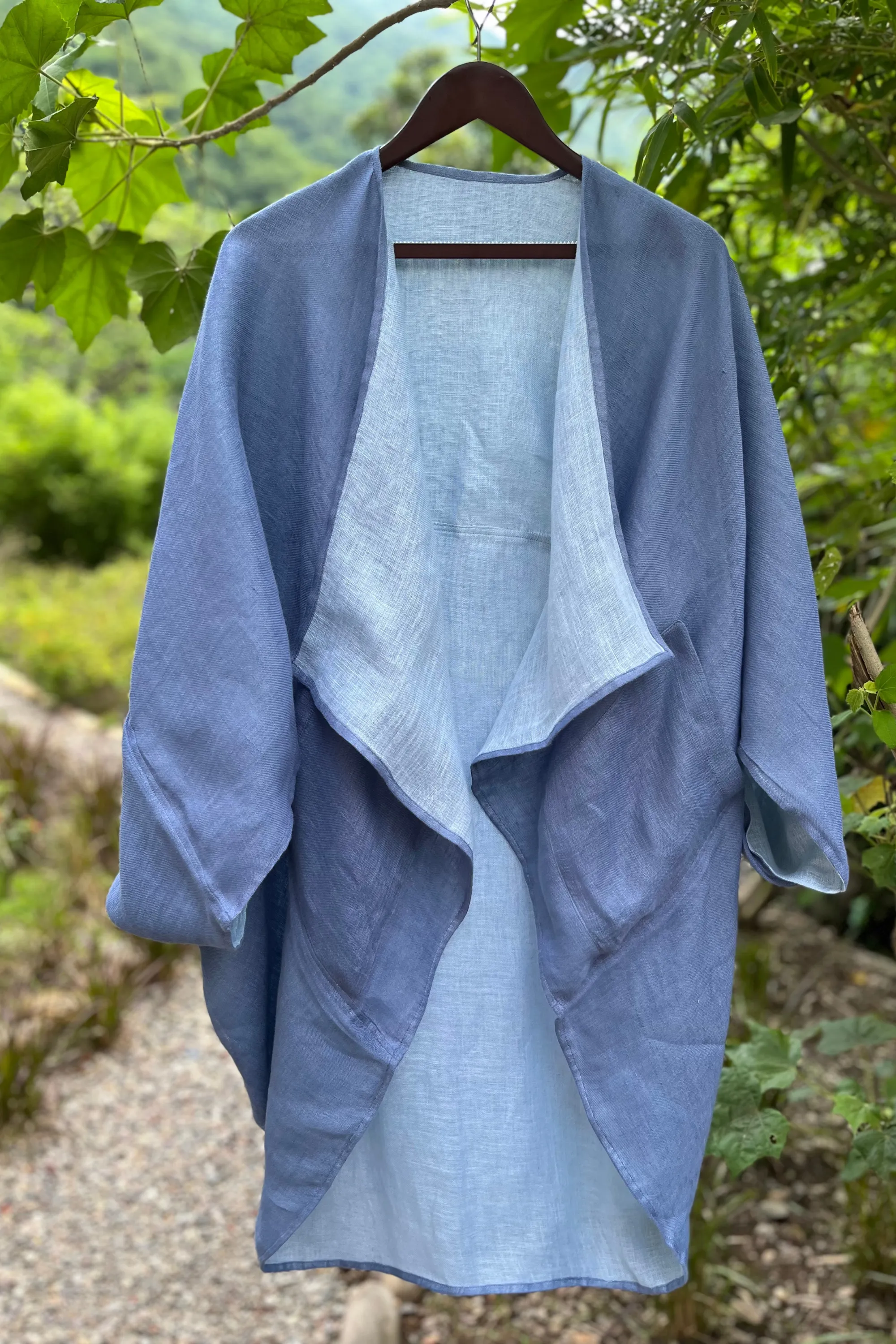 NEW! Reversible LINEN Kimono Cornflower PETITE