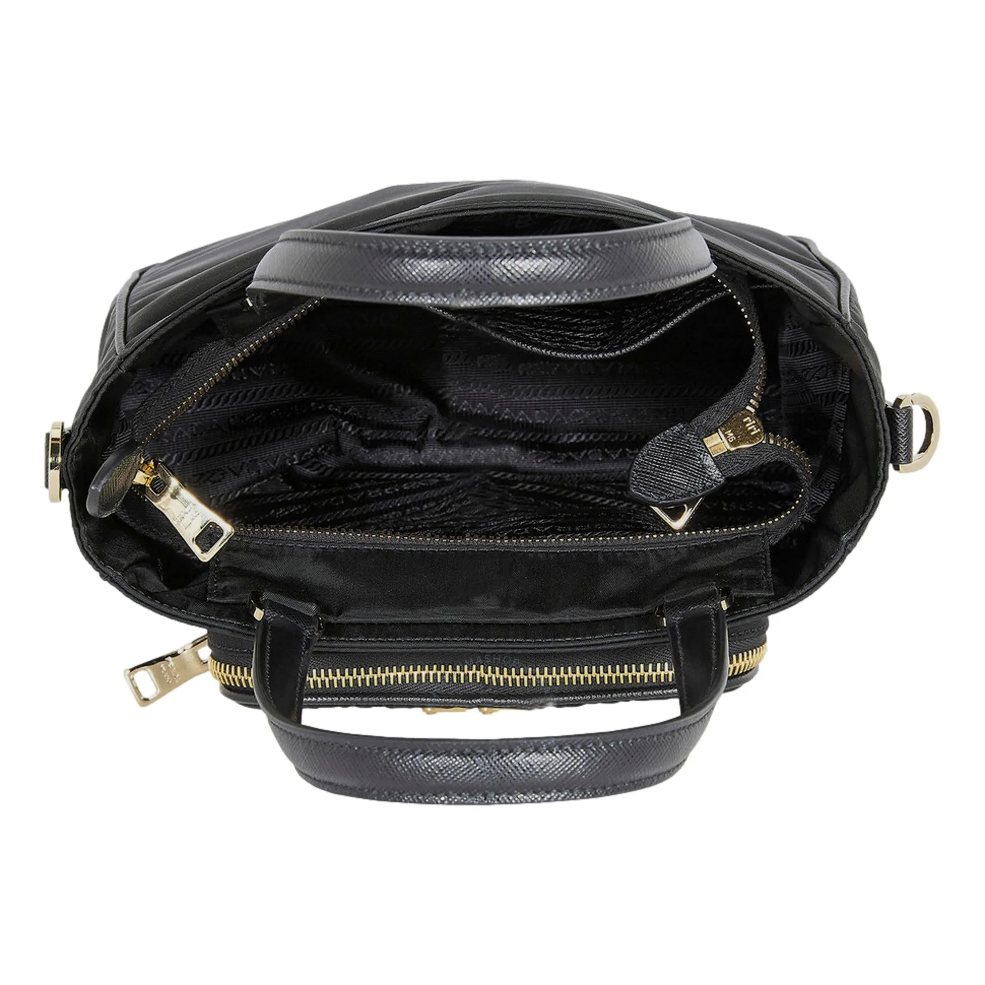 Prada Black Tessuto Nylon Saffiano Leather Crossbody Satchel Bag