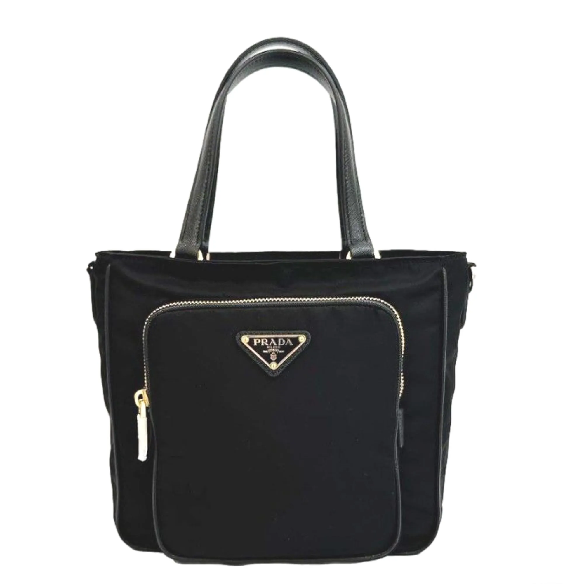 Prada Black Tessuto Nylon Saffiano Leather Crossbody Satchel Bag