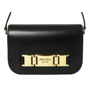 Prada City Calf Leather Black Crossbody Flap Bag