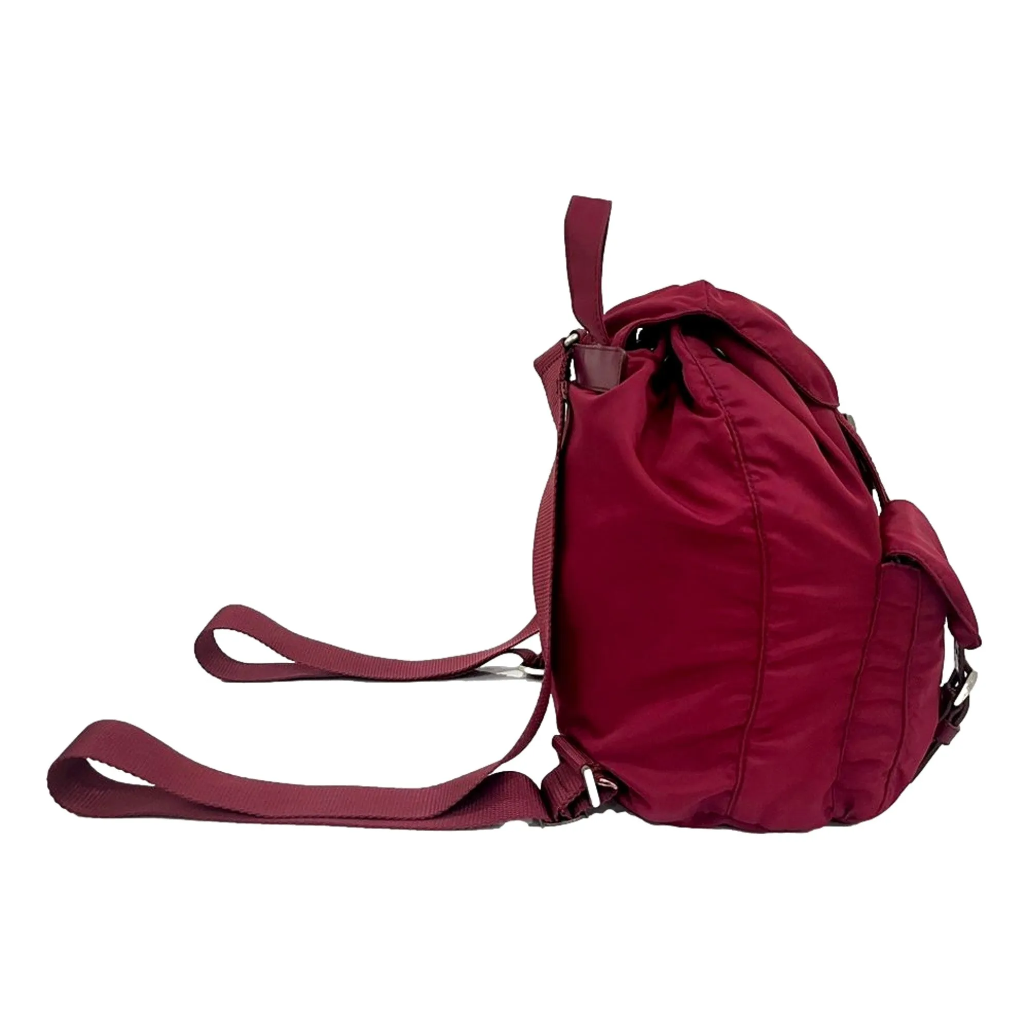 Prada Re-Edition Re-Nylon Drawstring Backpack Fuoco Burgundy Red Medium Womens