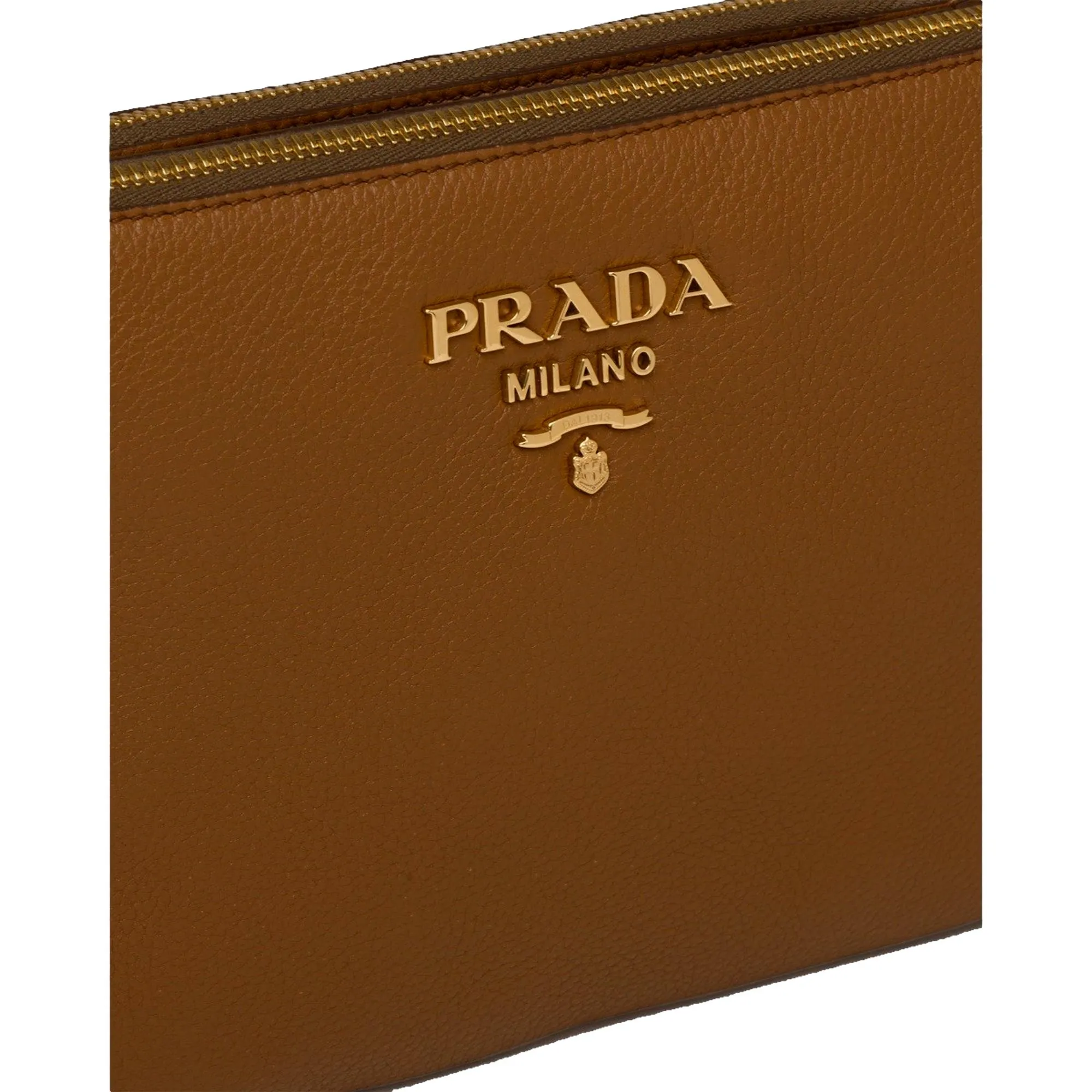 Prada Vitello Phenix Cannella Brown Leather Crossbody Bag