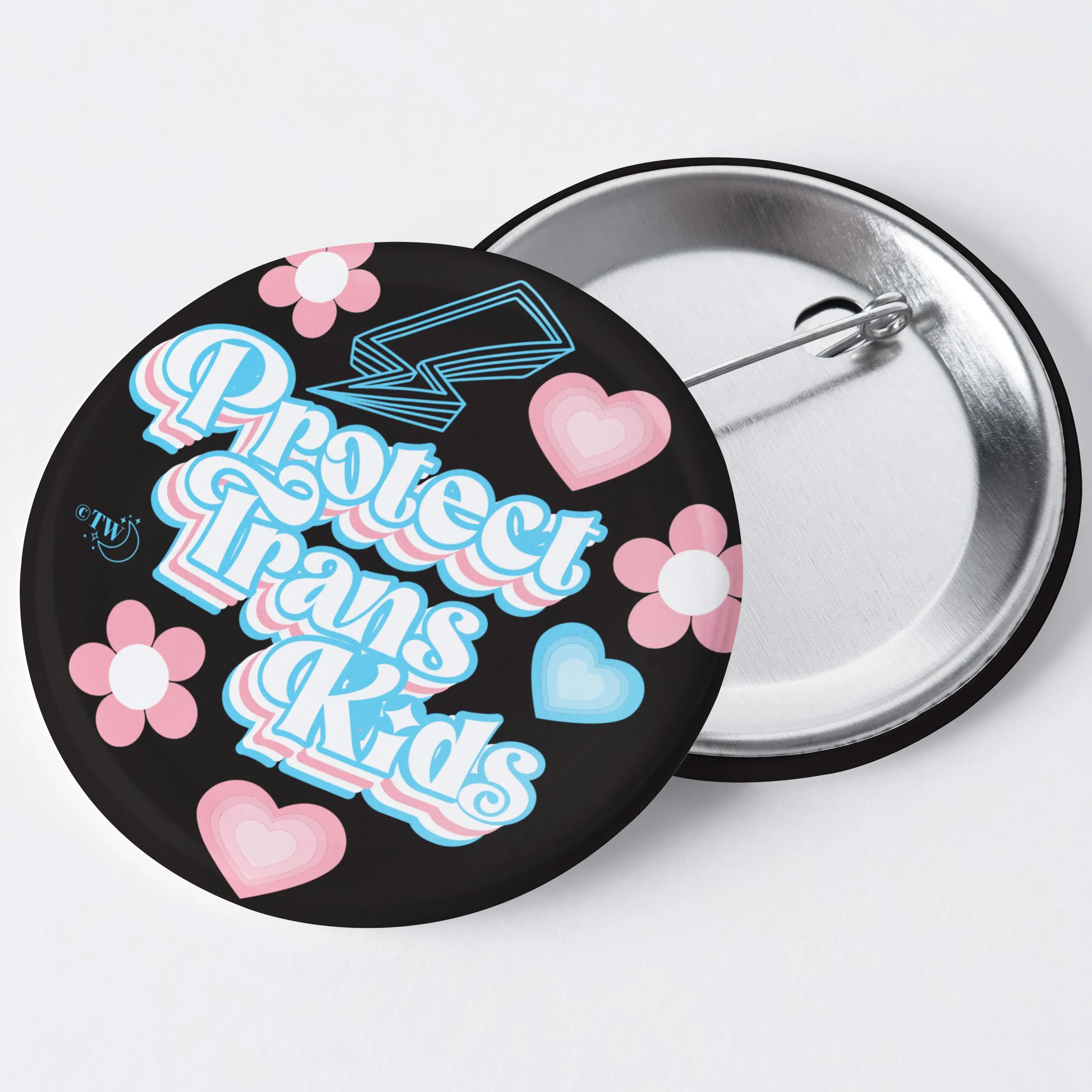 Retro Protect Trans Kids 1.75" Button Pin