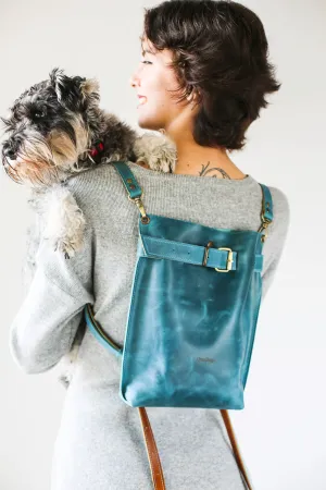 Sky Blue Leather Bag - Italian Leather