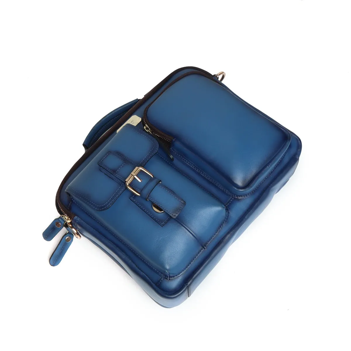 The Modern Quick Sky Blue Office Briefcase With Extra Compartment By Brune & Bareskin