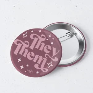 They / Them Pronouns Retro Stars 1" Mini Button Pin