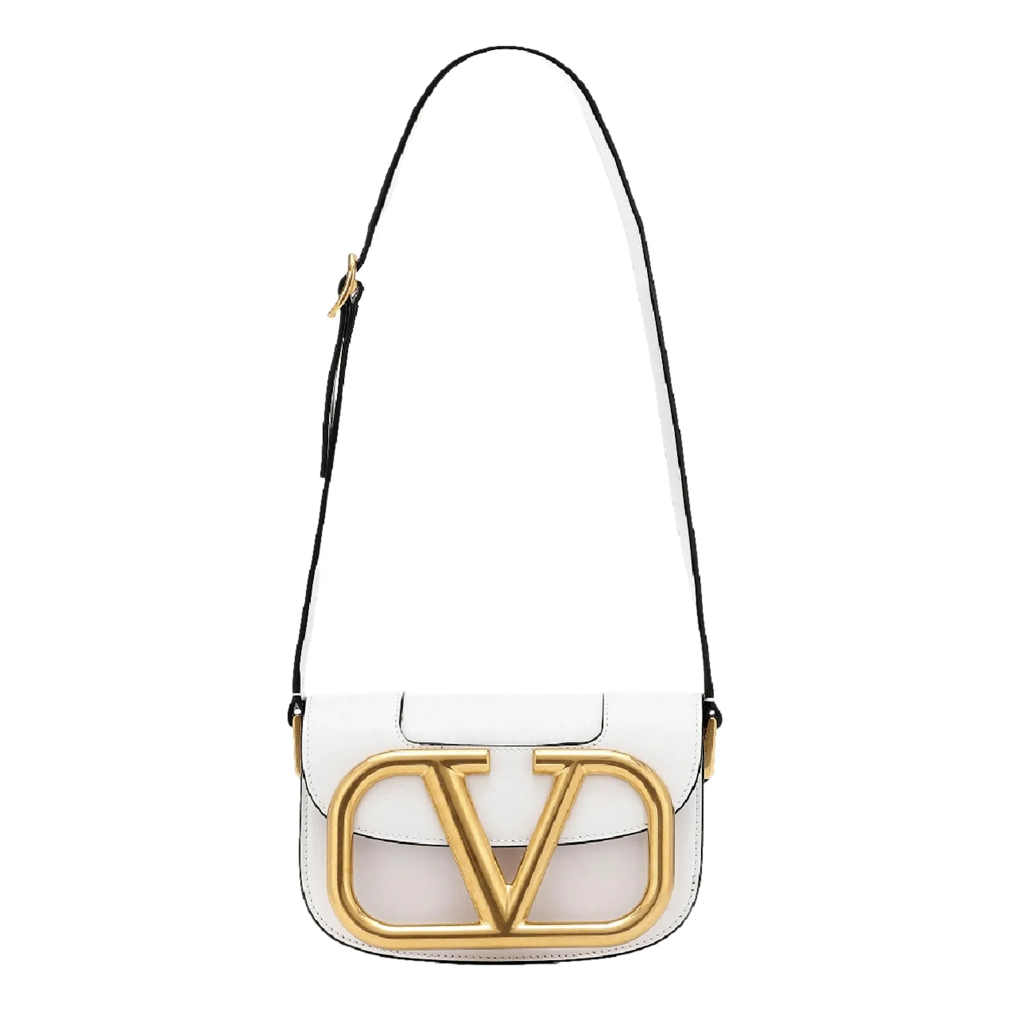 Valentino Garavani Supervee Ivory Leather Small Crossbody Bag